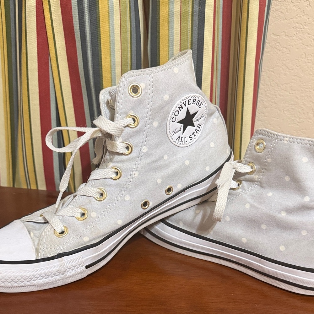 Converse All Star Grey with White Polka Dot - Size Womens 8